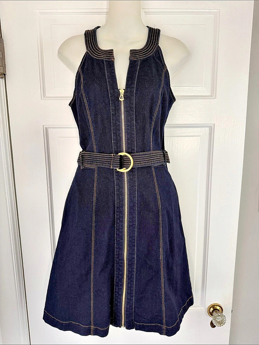 INC International Concepts Denim Zip Front Dress - 4